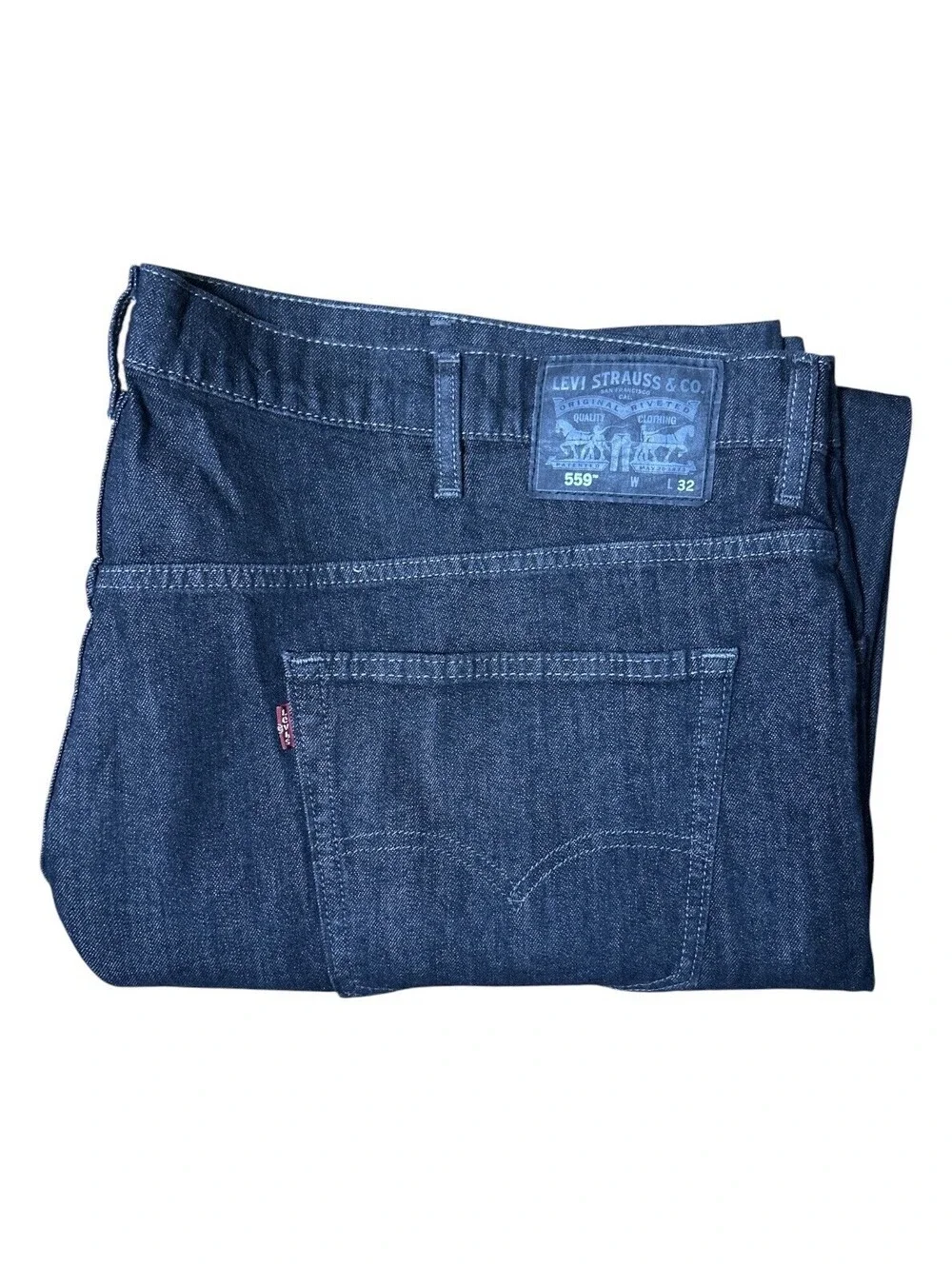 Levi’s 559 Mens 52x32 Relaxed Fit Black Denim Jeans Casual Cotton Straight Leg